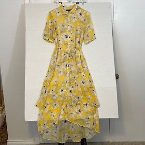 Banana Republic Factory Shirt Dress with Pockets, Tie Belt, Lined, Flowy, 6